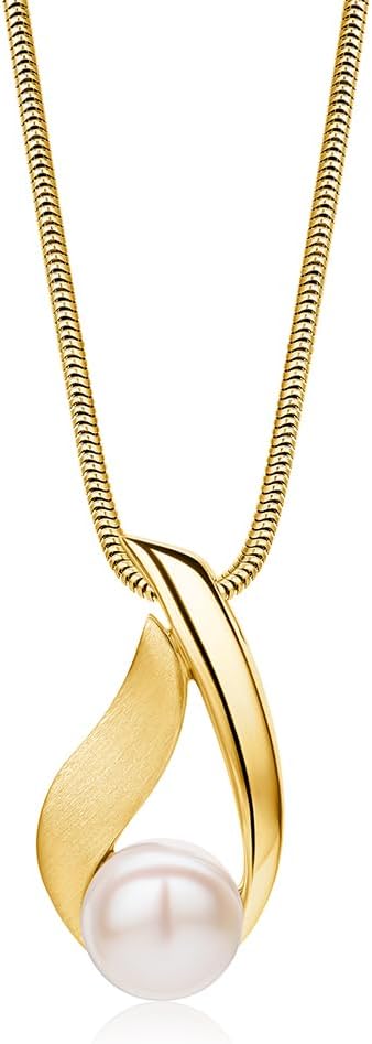Thumbnail 5 de Miore Perlenschmuck Damen aus 925 Silber mit 18K Vergoldung – Schlangenkette und Weiße Süßwasserperle