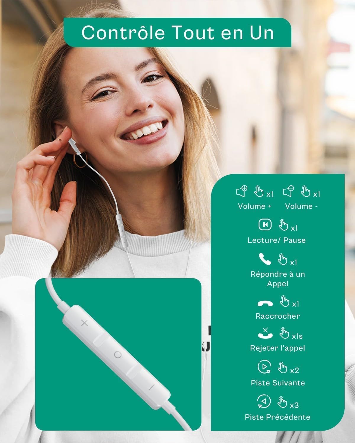 Thumbnail 1 de Kabel-Kopfhörer mit 3,5-mm Klinke und Mikrofon (In-Ear) für Samsung, iPhone, iPad & Co.