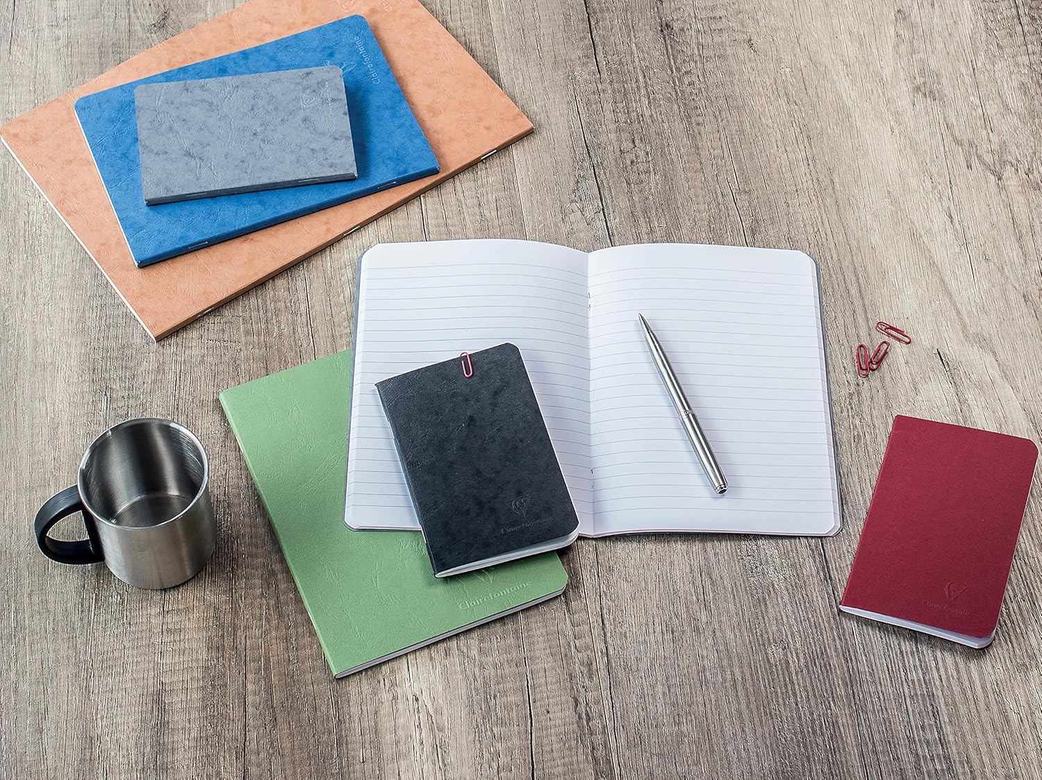 Thumbnail 5 de Clairefontaine Nomaddict Pack 5 Cahiers A5 verts, 96 pages (90 g) – Couverture imitation cuir brillant