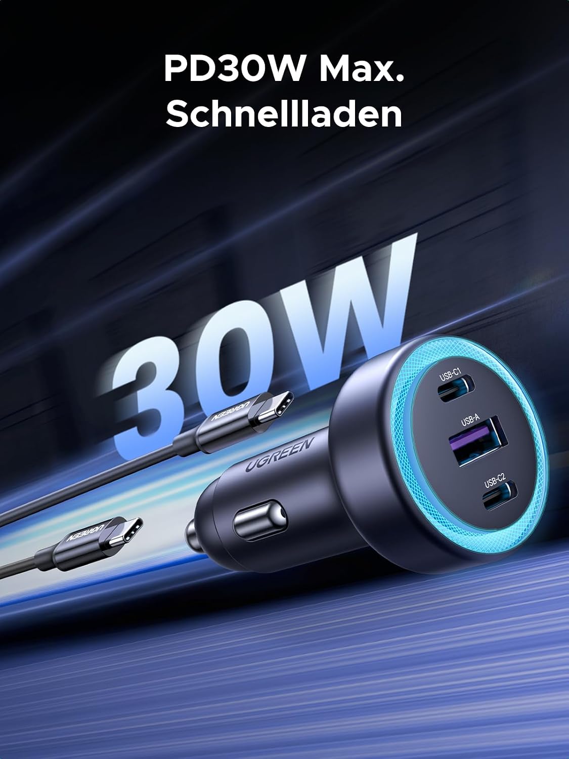 Thumbnail 1 de UGREEN 3-Ports Zigarettenanzünder PD30W Auto Ladegerät