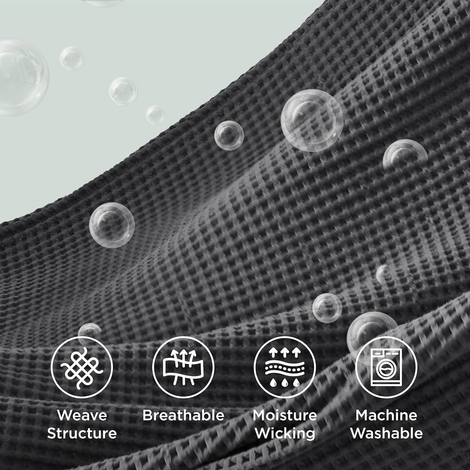 Detalle de Bedsure Blanket-Cotton-Fine Waffle King Cotton Blanket, Dark Grey