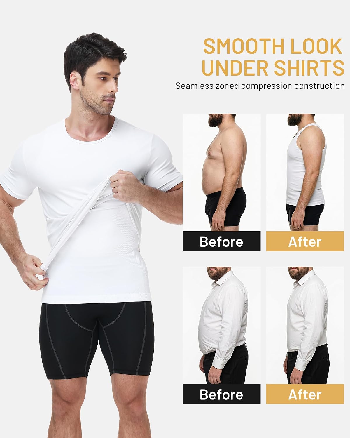 Detalle de Runhit Men's Compression Shirt Seamless Shapewear Vest: Slimming, Breathable Base Layer