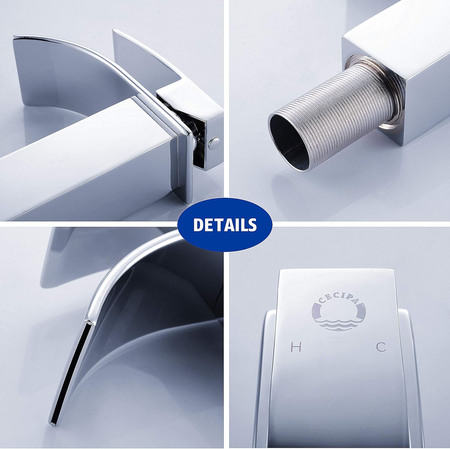Thumbnail 4 de CECIPA Rubinetto Bagno Lavabo a Cascata con Leva unica – acciaio 304, altezza bocca 8,4 cm, risparmio 30% acqua