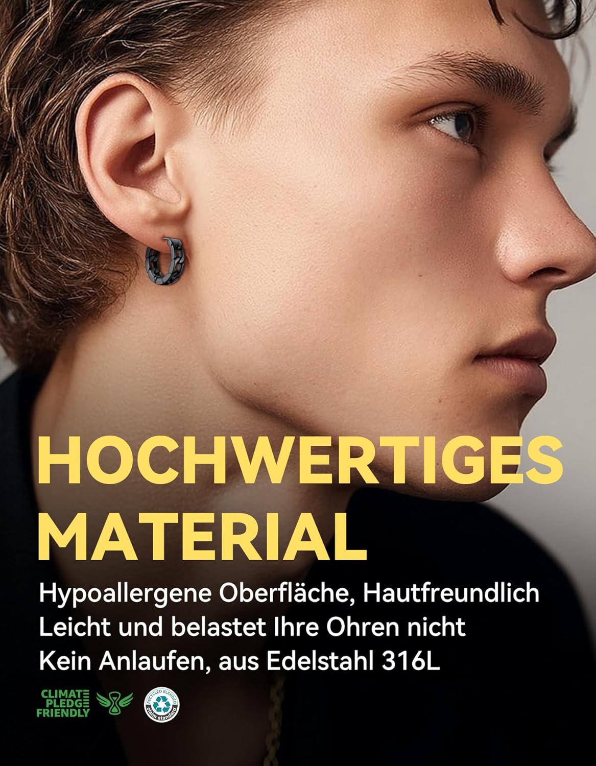 Thumbnail 1 de ChainsHouse Ohrringe für Herren Damen Edelstahl – Huggies Kreolen mit Ketten-/Achteck-/Legel-/Triangel-Design
