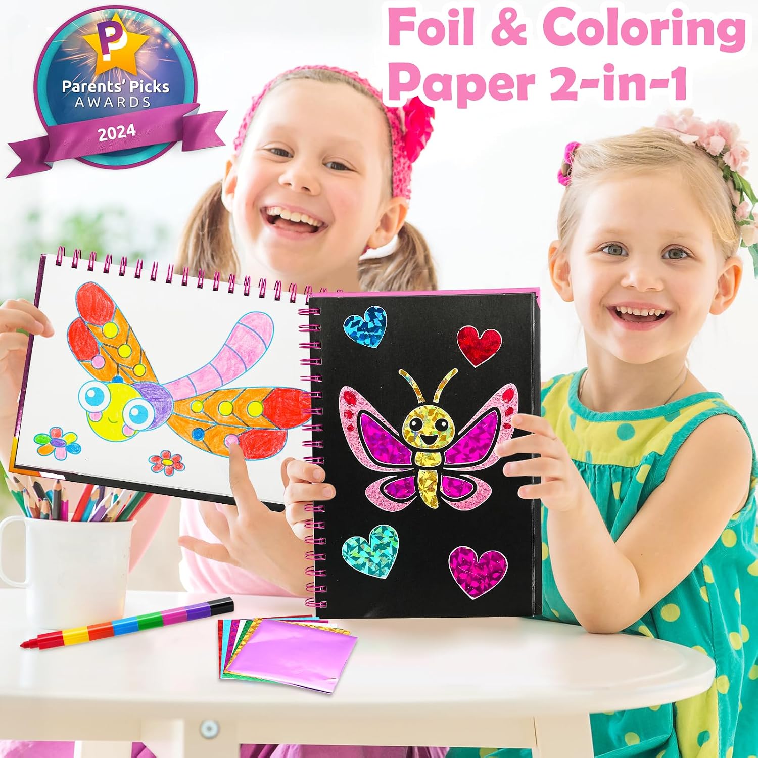 Detalle 2 de FUNNYB&G Kit manualidades foil para niños 16 obras