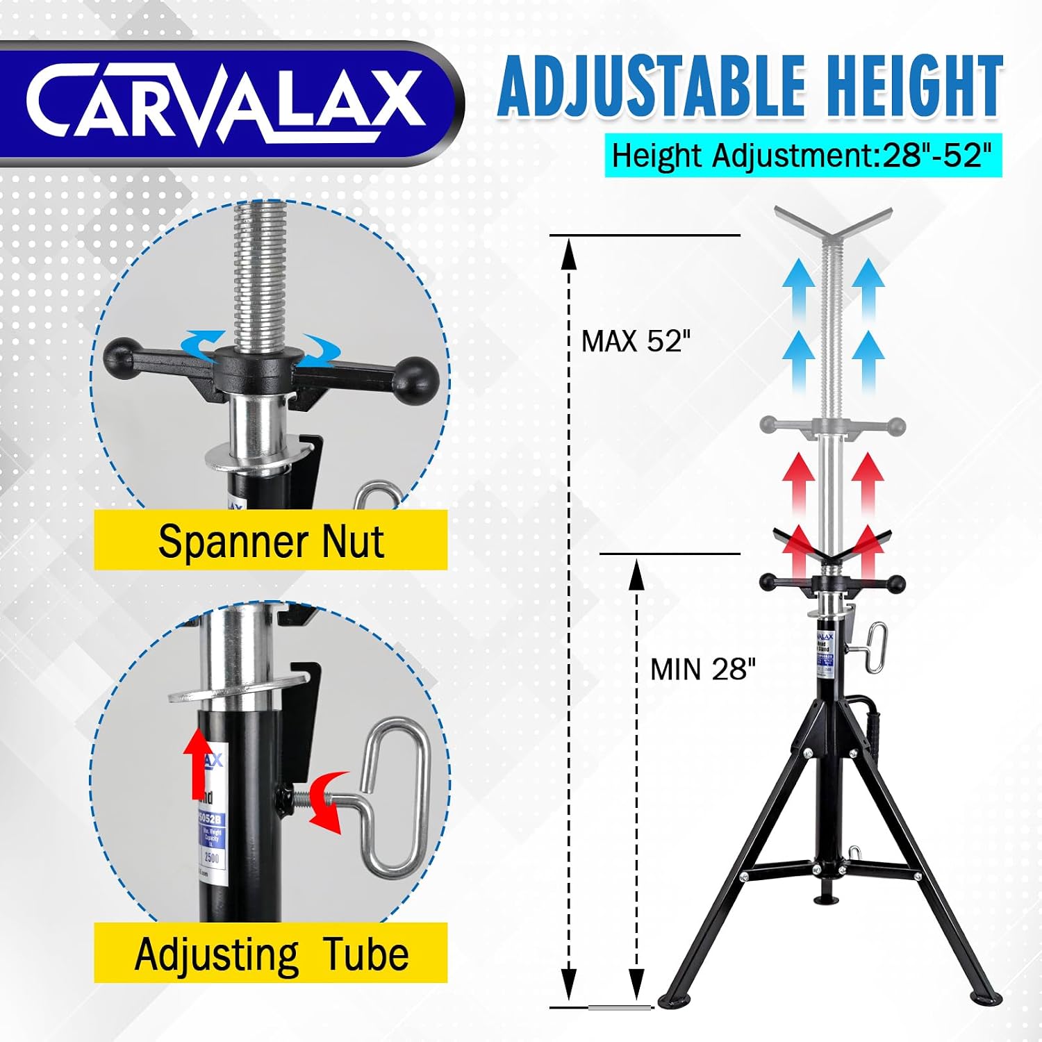 Thumbnail 2 de CARVALAX V-Head Pipe Jack Stands: Adjustable, Portable 2500lb Capacity for Welding and More