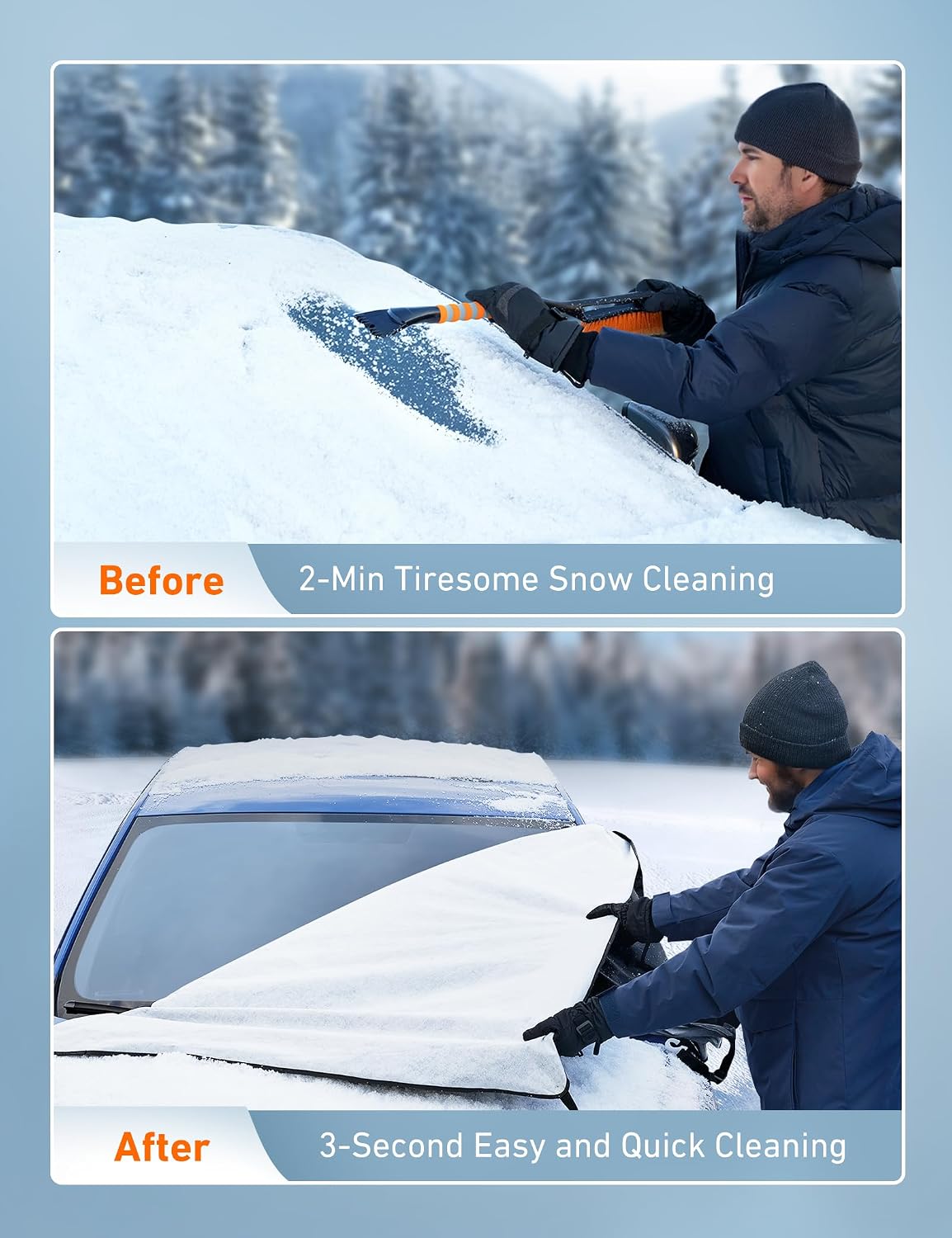 Detalle 2 de AstroAI Car Windshield Snow Cover with 2 Mirrors