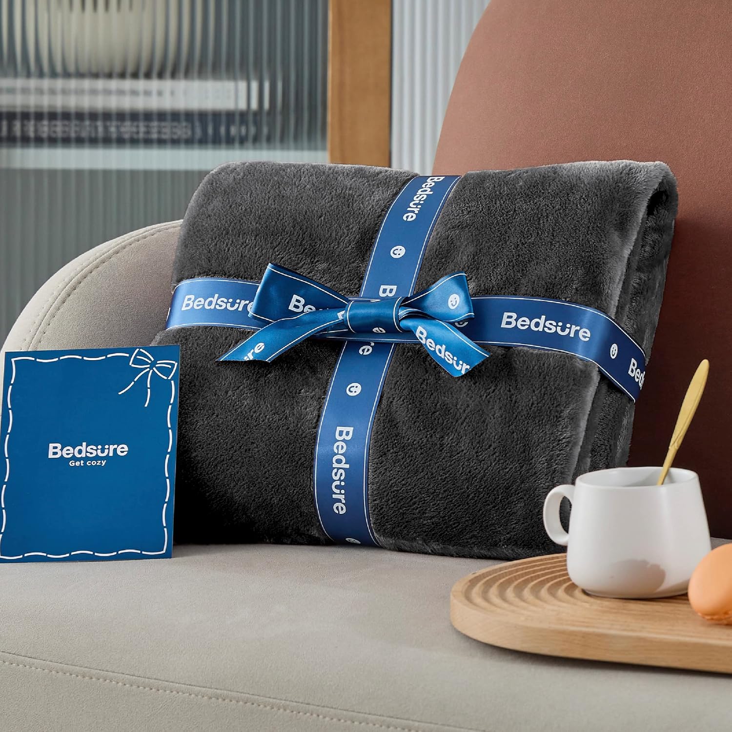 Thumbnail 6 de Bedsure Fleece Blanket King Size: Soft, Warm and Safe 270x230 cm (Dark Grey)