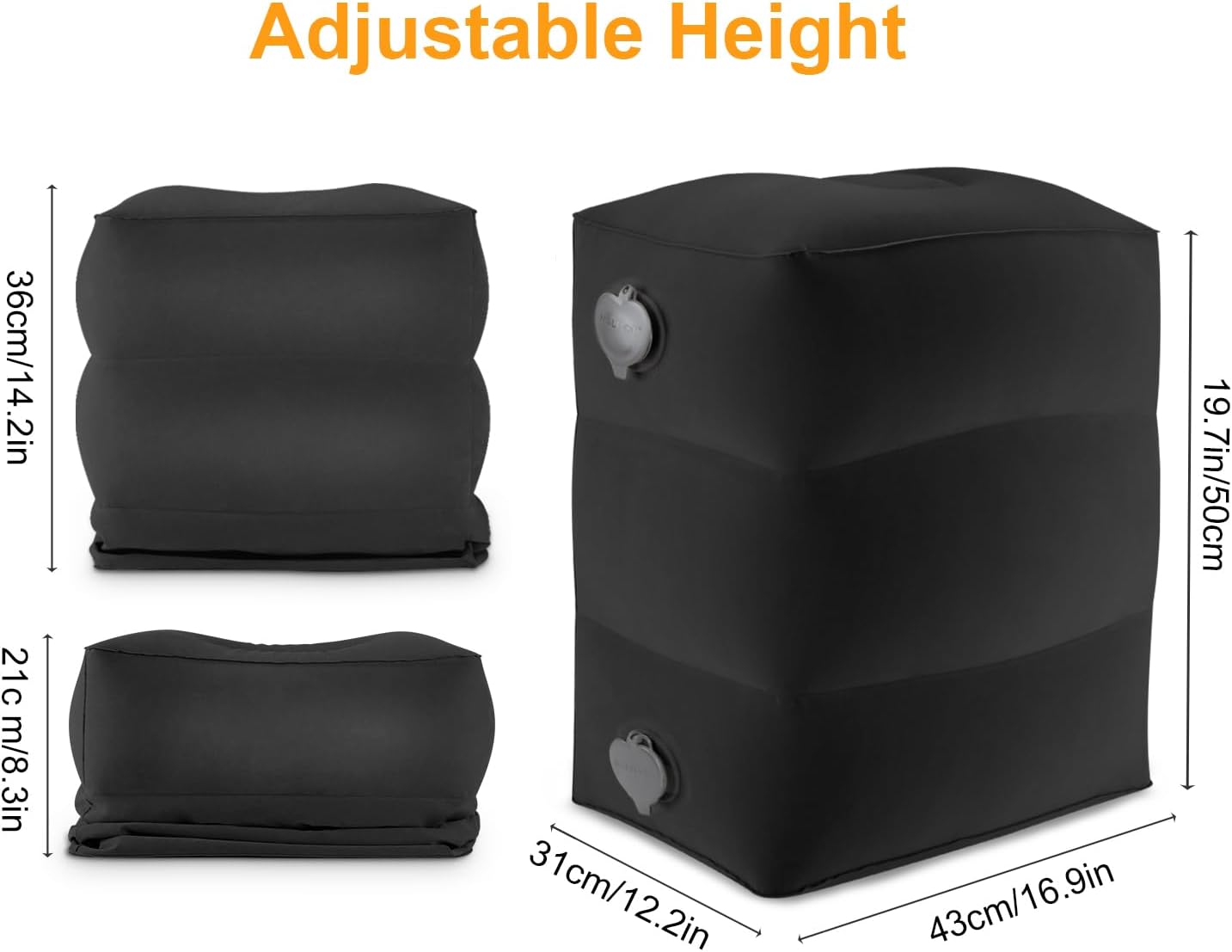 Thumbnail 5 de Maliton Airplane Footrest Inflatable Foot Rest for Kids (Adjustable Height, Black, 1 Pack)