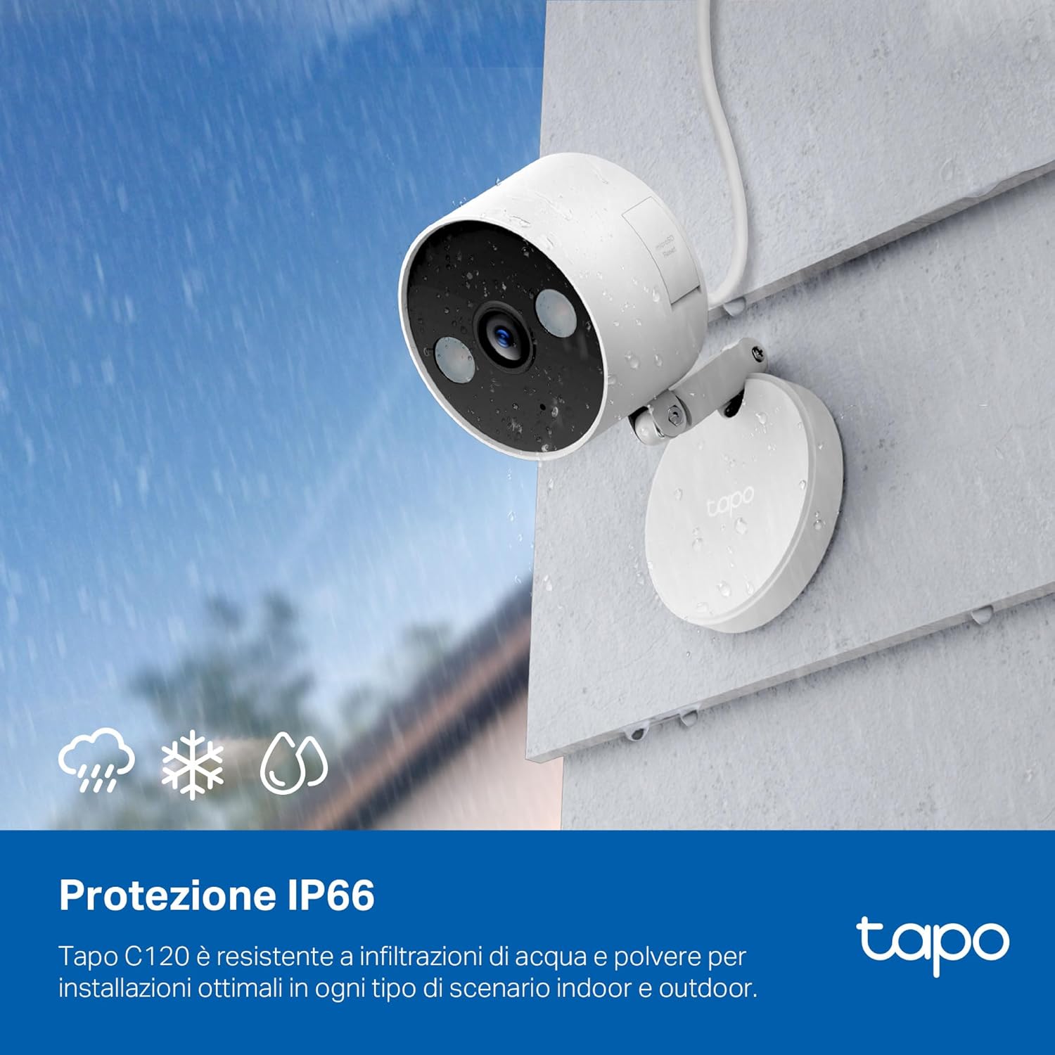 Detalle 2 de Tapo C120: videocamera Wi‑Fi per interno ed esterno, 2K/4MP, visione notturna a colori e rilevamento AI