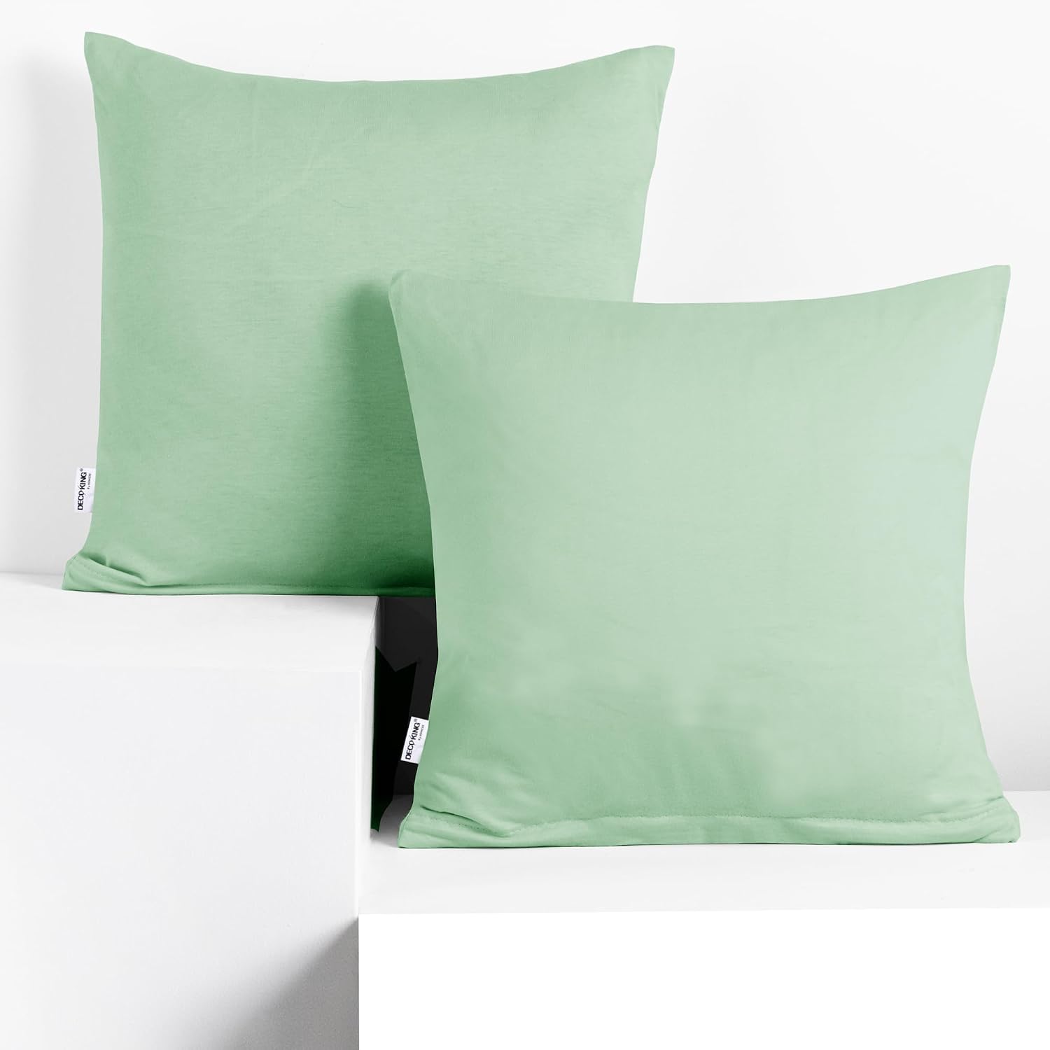 DecoKing Taies d'oreiller 80 x 80 cm Jersey 100% coton menthe