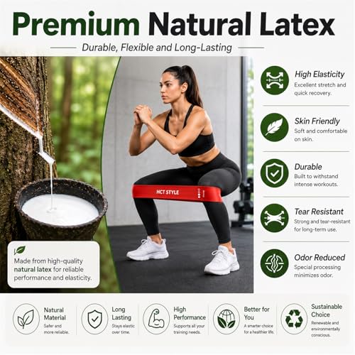 Detalle de HCT STYLE Elastici Fitness: Bande Elastiche 5 Livelli in Lattice Naturale