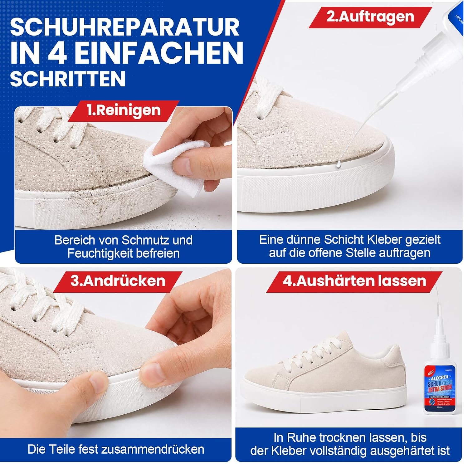 Thumbnail 3 de ALECPEA Schuhkleber – wasserfester Sekundenkleber für Sohlen, 30 g