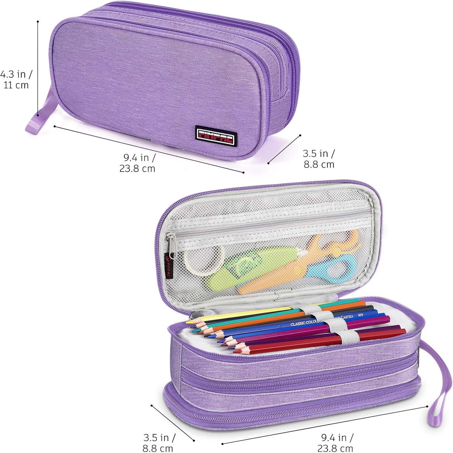 Thumbnail 4 de FINPAC Federmäppchen Federtasche in Hellviolett – große Kapazität mit 3 Fächern