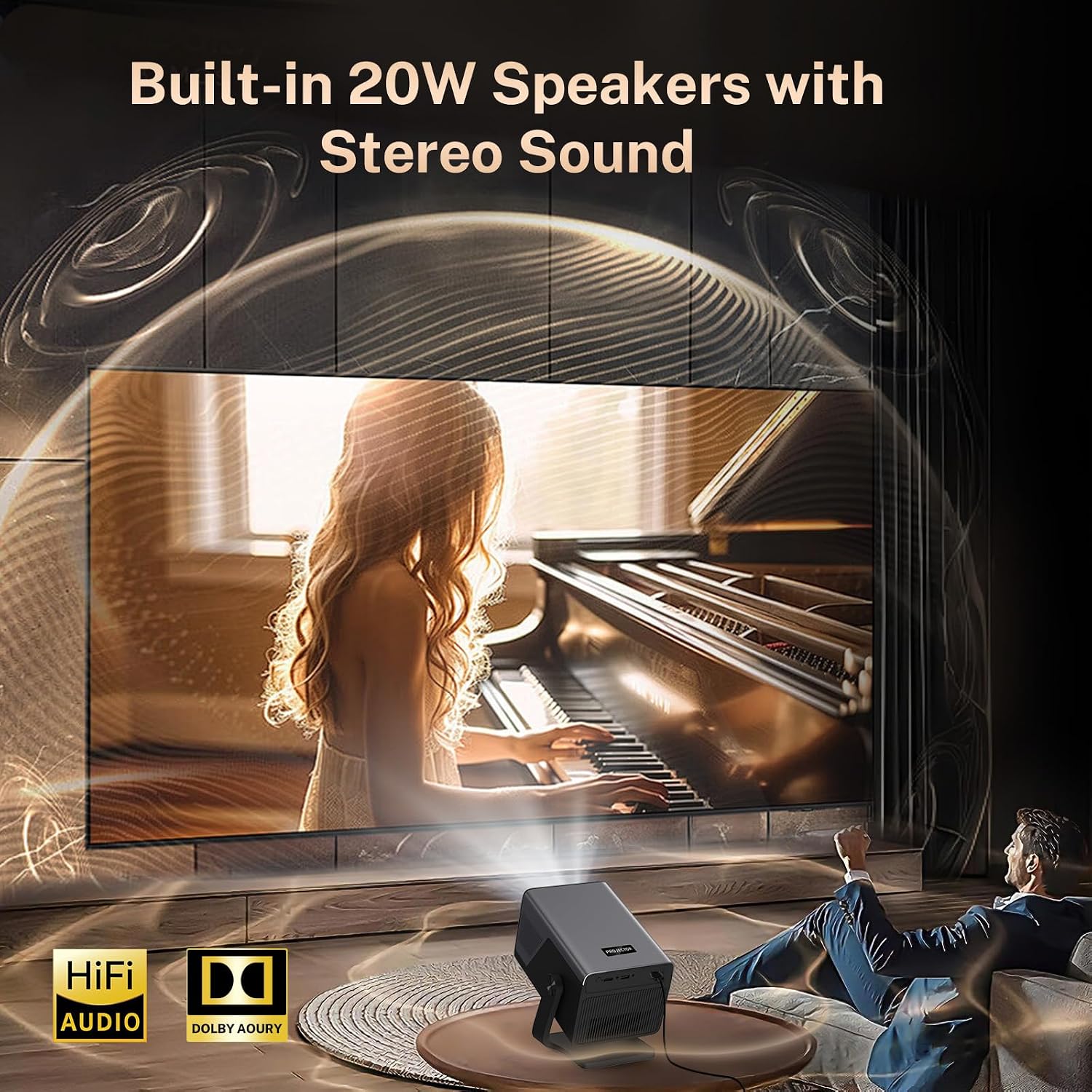 Thumbnail 6 de X7 Native 1080P Smart Projector with Android 14 OS — 2000 ANSI, 4K Support