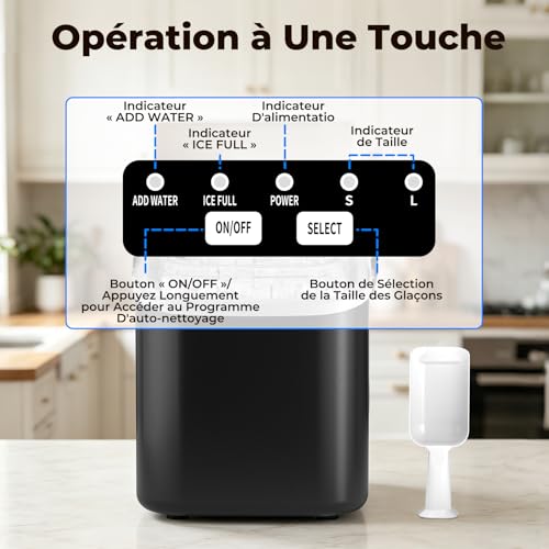 Detalle 2 de Acmeenjoy machine à glaçons portable, jusqu’à 12 kg par jour, autonettoyante