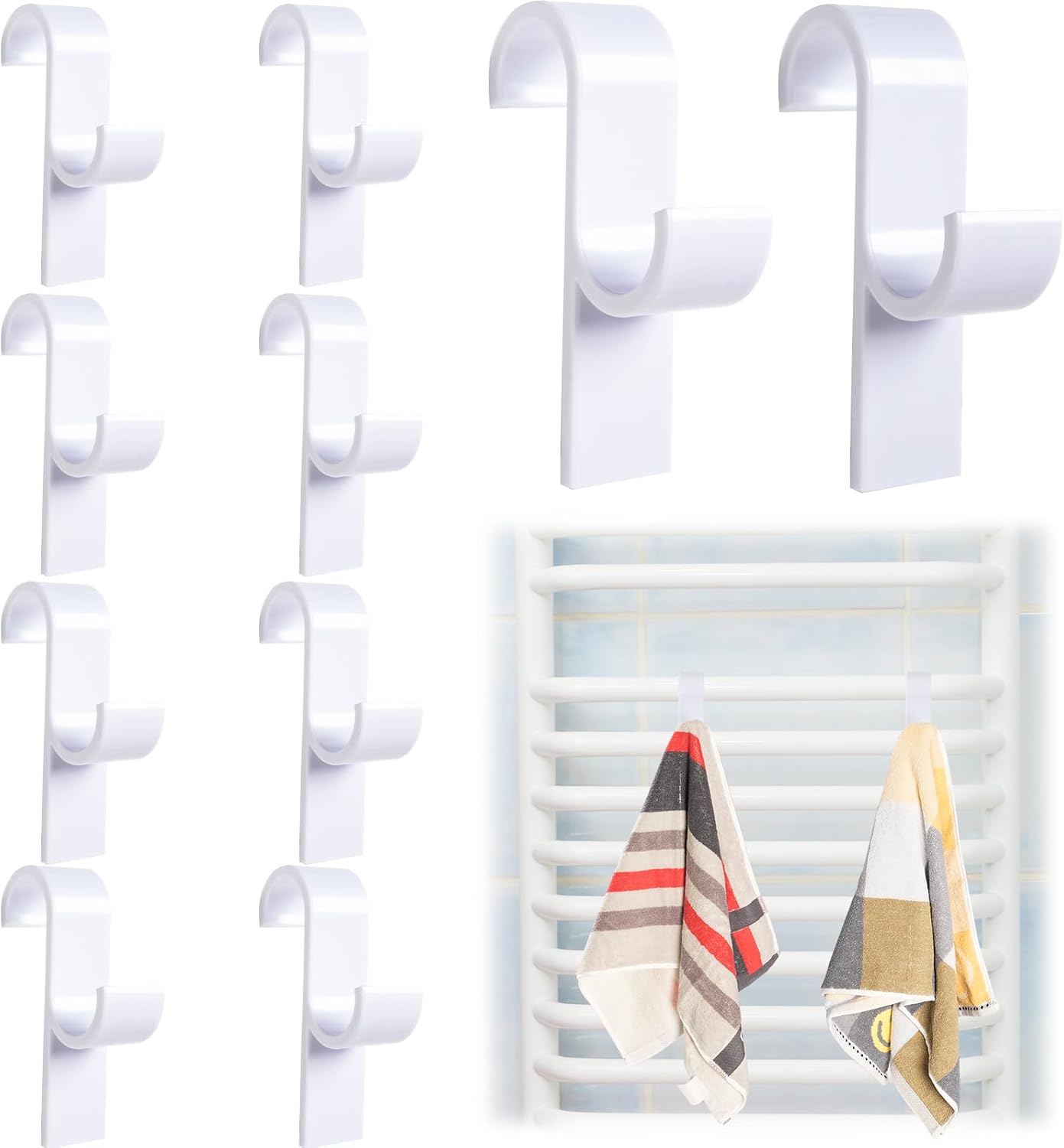 Thumbnail 6 de Annickee 10 Pcs Towel Round Radiator Brackets Hooks for All Standard Radiators (Black)