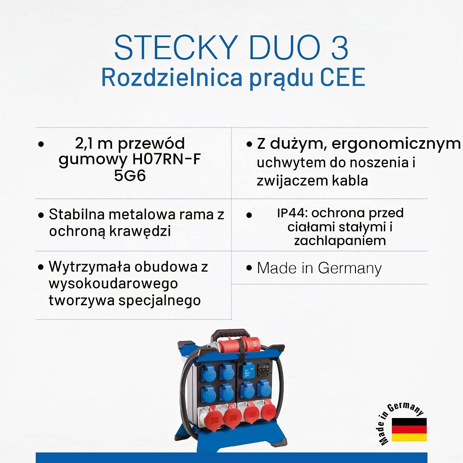 Thumbnail 5 de as - Schwabe Stecky Duo 3 – rozdzielacz CEE, 6 gniazd Schuko, kabel 2,1 m, IP44
