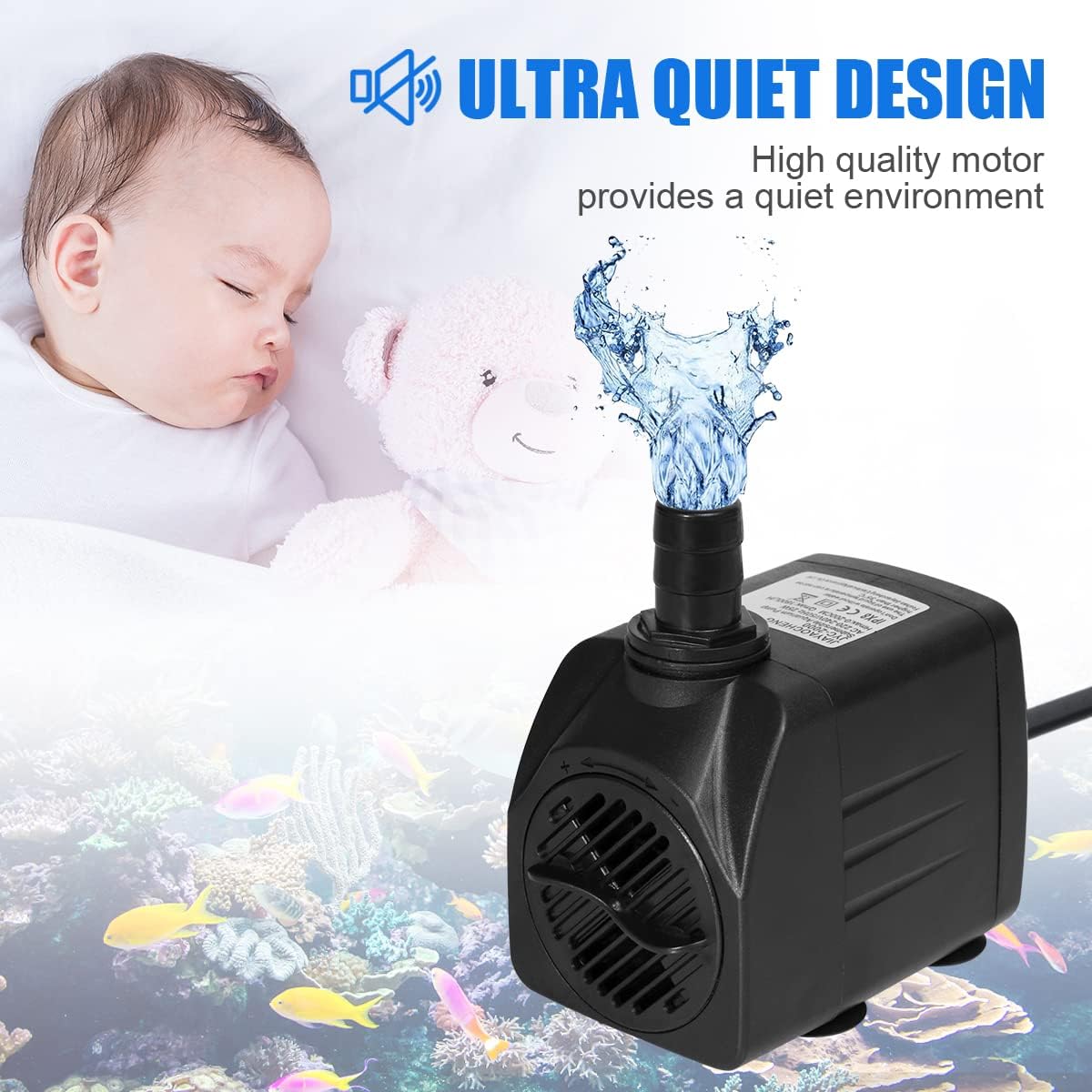Detalle de Flintronic Mini Bomba de Agua 25W 1500L/H