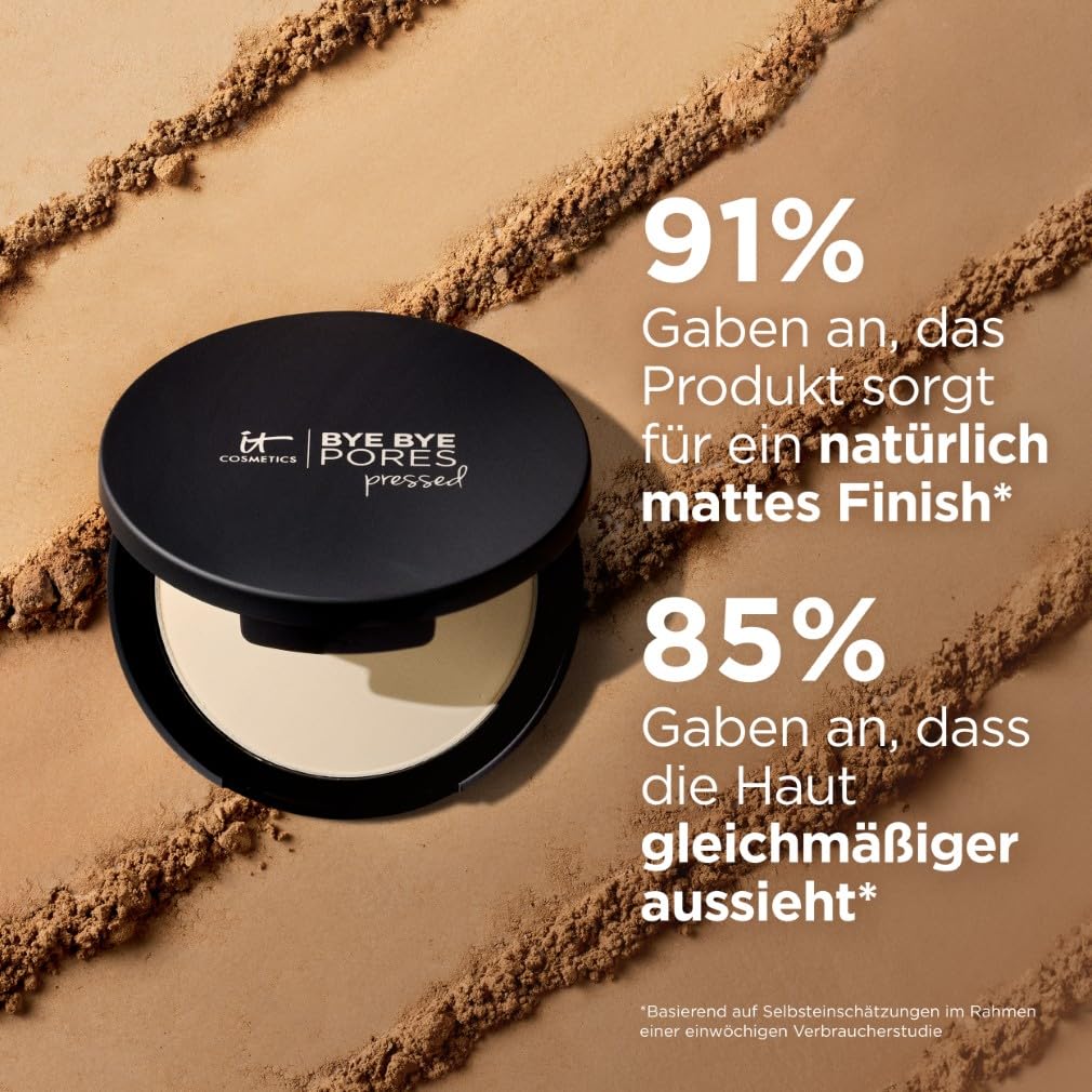 Detalle de IT Cosmetics Bye Bye Pores Pressed Powder – 9 g mit Optical Blurring für ein ebenmäßiges Finish