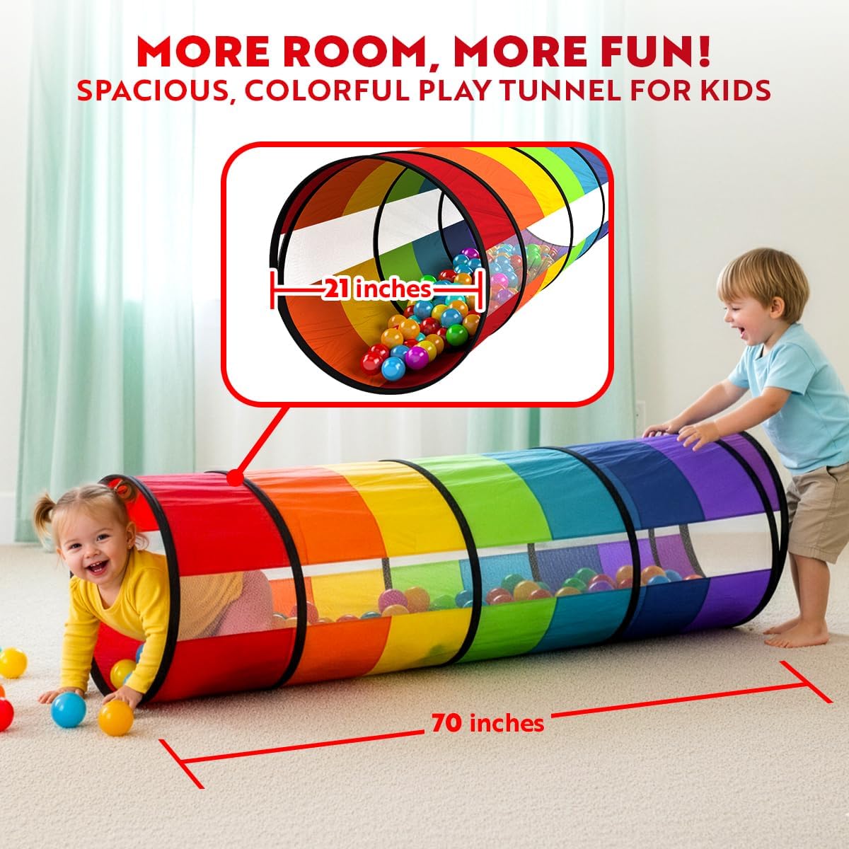 Detalle de Extra-Large Pop-Up Play Tunnel for Toddlers 1-3 Years