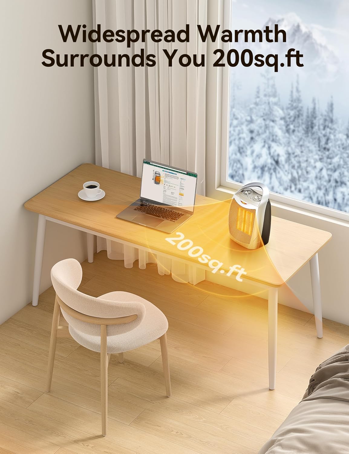 Detalle de GiveBest PTC-905 Portable Space Heater, 1500W/750W, Thermostat & Safety Shutoffs
