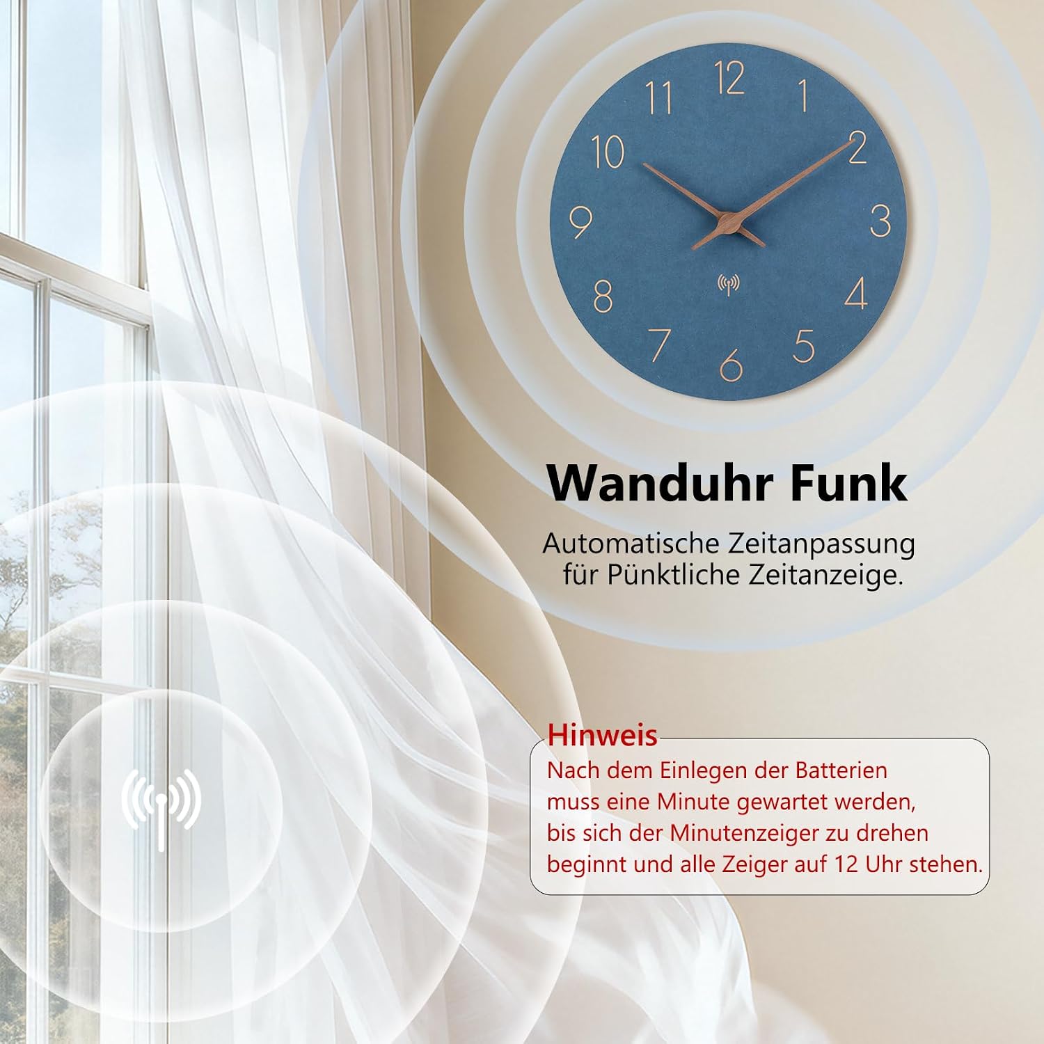 Detalle de ACCSHINE Horloge Murale silencieusement radiogestuurde wandklok 30 cm