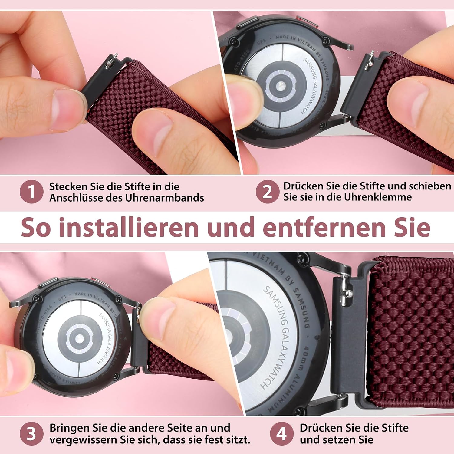 Detalle de SHIJZWD Elastisches Uhrenarmband 22 mm Nylon