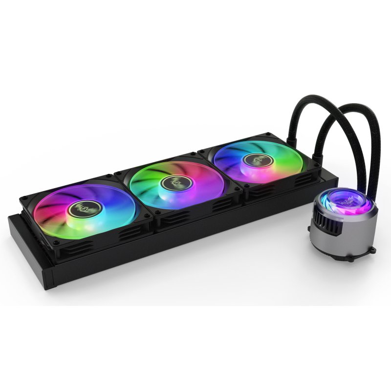 Detalle de Valkyrie Jarn 360 ARGB, refrigeración líquida AIO negra para CPU