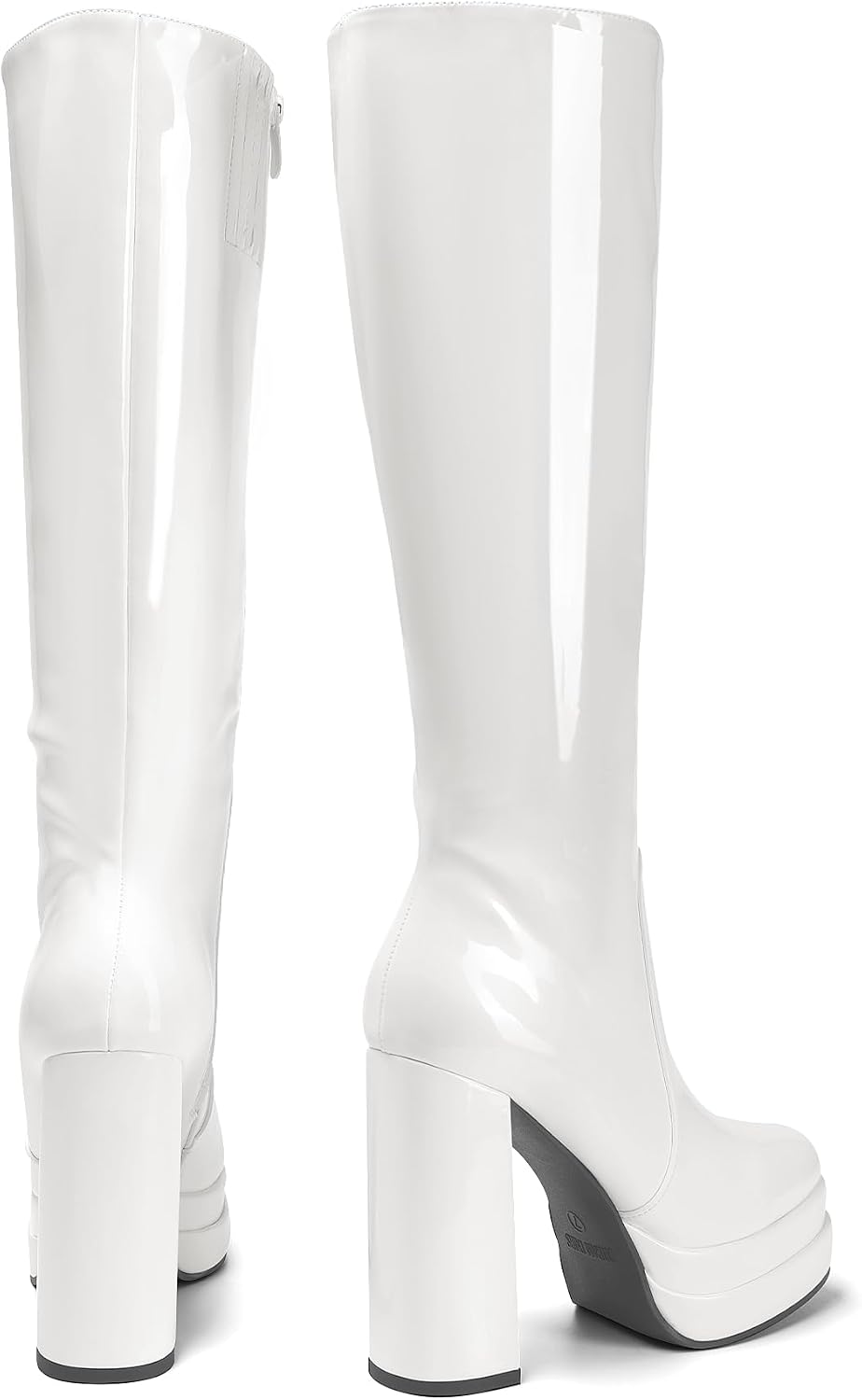 Detalle de DREAM PAIRS Women's Gogo Platform Knee-High Boots with 4.72-Inch Heel