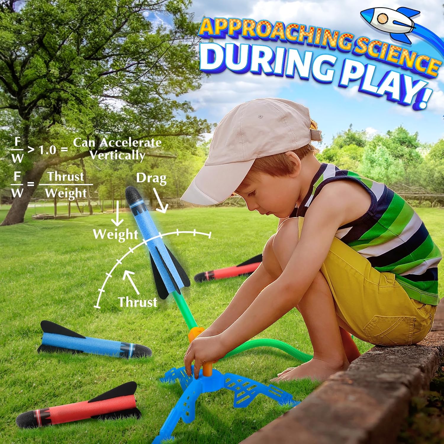 Thumbnail 4 de HappyGoLucky Foam Rockets 4pcs Launcher 50ft