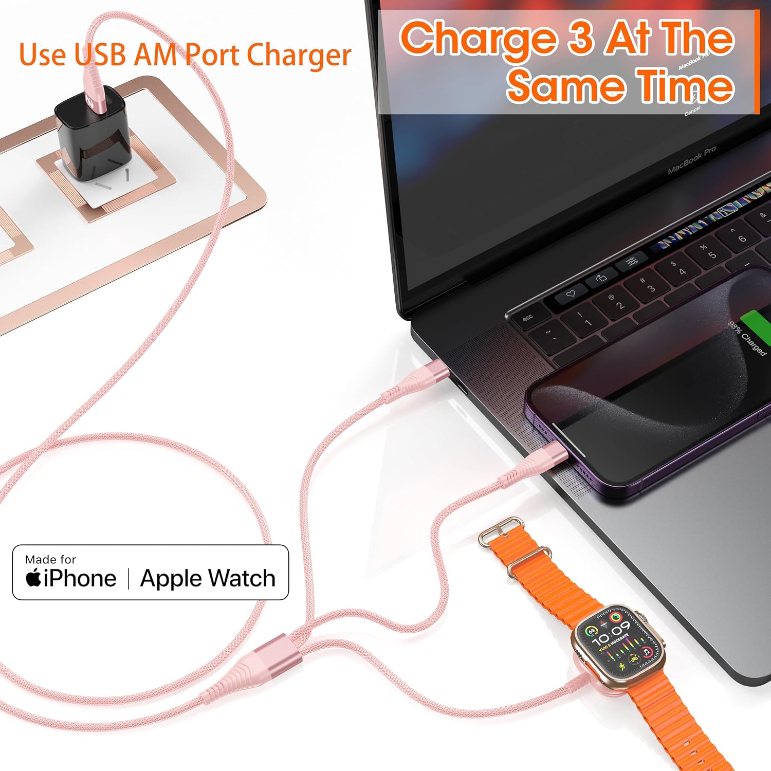 Detalle de Apple 3‑in‑1 Magnetic Charging Cable 6FT