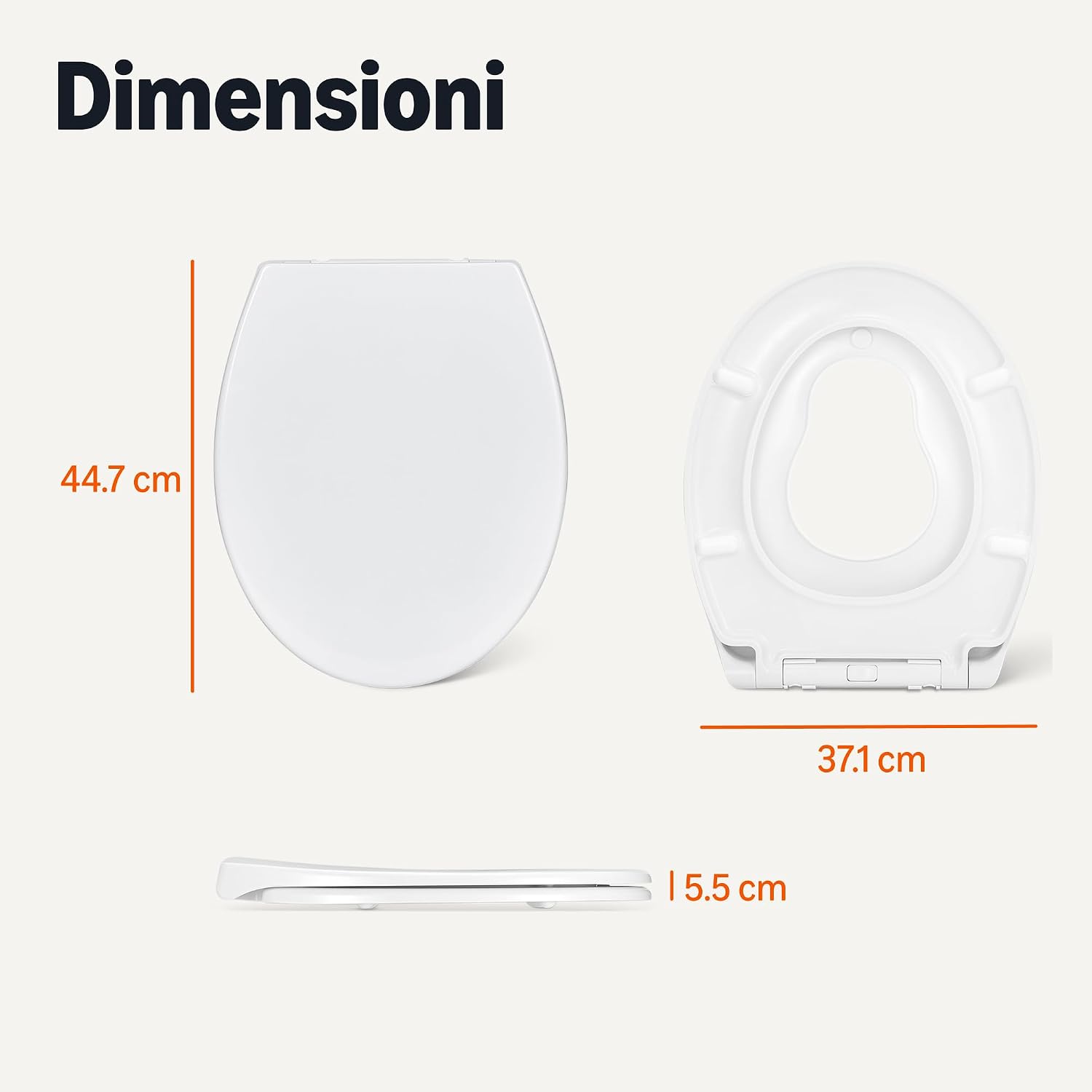 Detalle de Amazon Basics Tavoletta WC Famiglia Forma O – Sedile con chiusura rallentata e sgancio rapido
