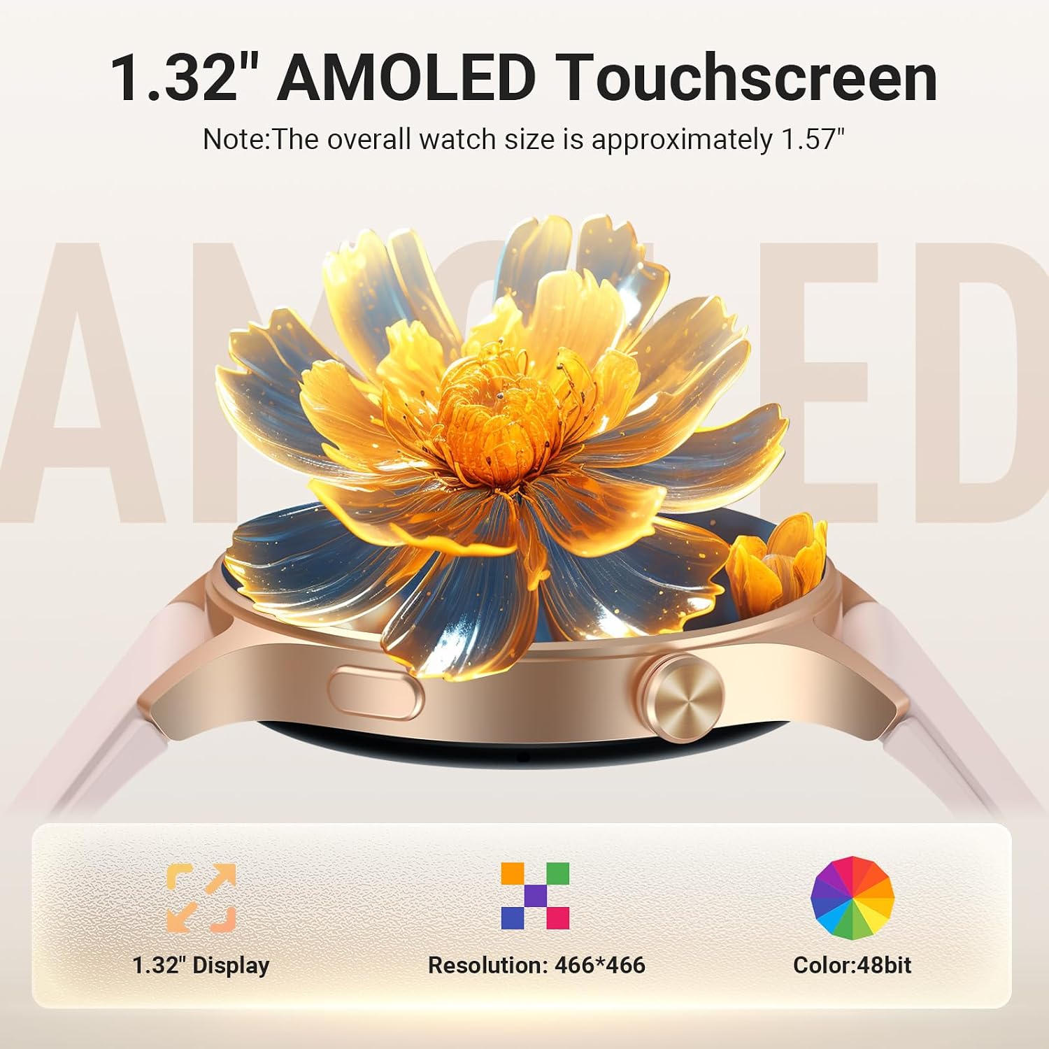Detalle de Fitpolo 1.3" AMOLED Smart Watch for fitness