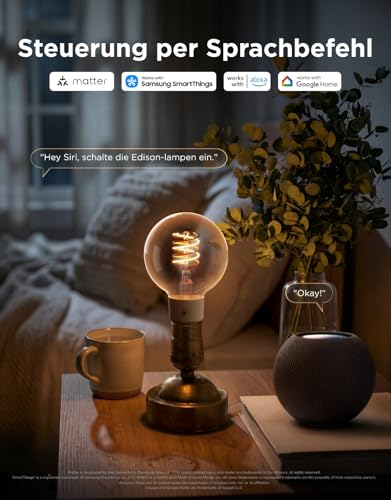 Detalle de Govee Smart Edison Glühbirne E27 G80 (2 Stück) – RGBWW Vintage LED mit Matter & Google Assistant