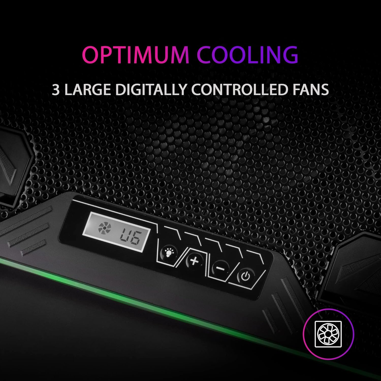 Thumbnail 4 de Mars Gaming MNBC6: base di raffreddamento + supporto XL 19” con ARGB, 3 ventole e holder per smartphone