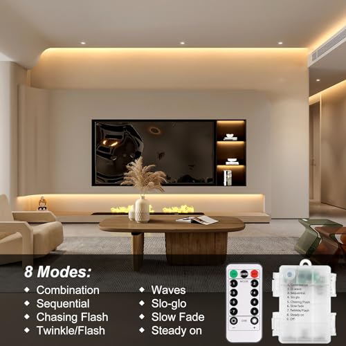 Detalle 2 de CCILAND 3M 90 LED Battery Strip Lights with Remote 8 Modes Timer