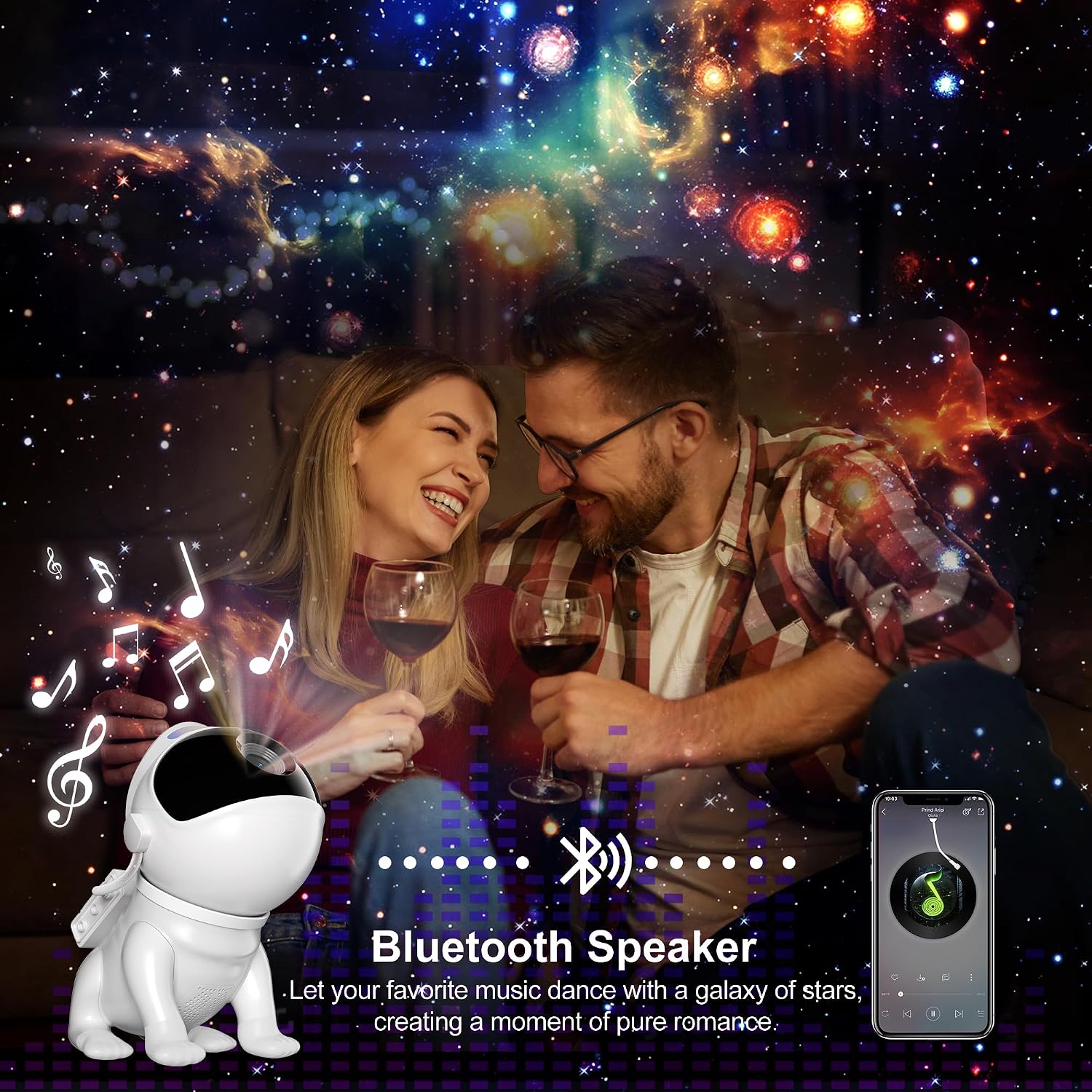 Detalle de Bazcuka Sternenhimmel Projektor – 4K HD Planetarium mit 12 Planeten-Scheiben & Bluetooth-Lautsprecher