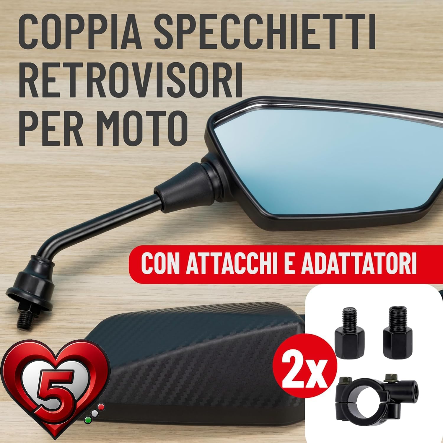 Detalle 2 de CINQUECUORI Specchietti retrovisori moto universali 🪞