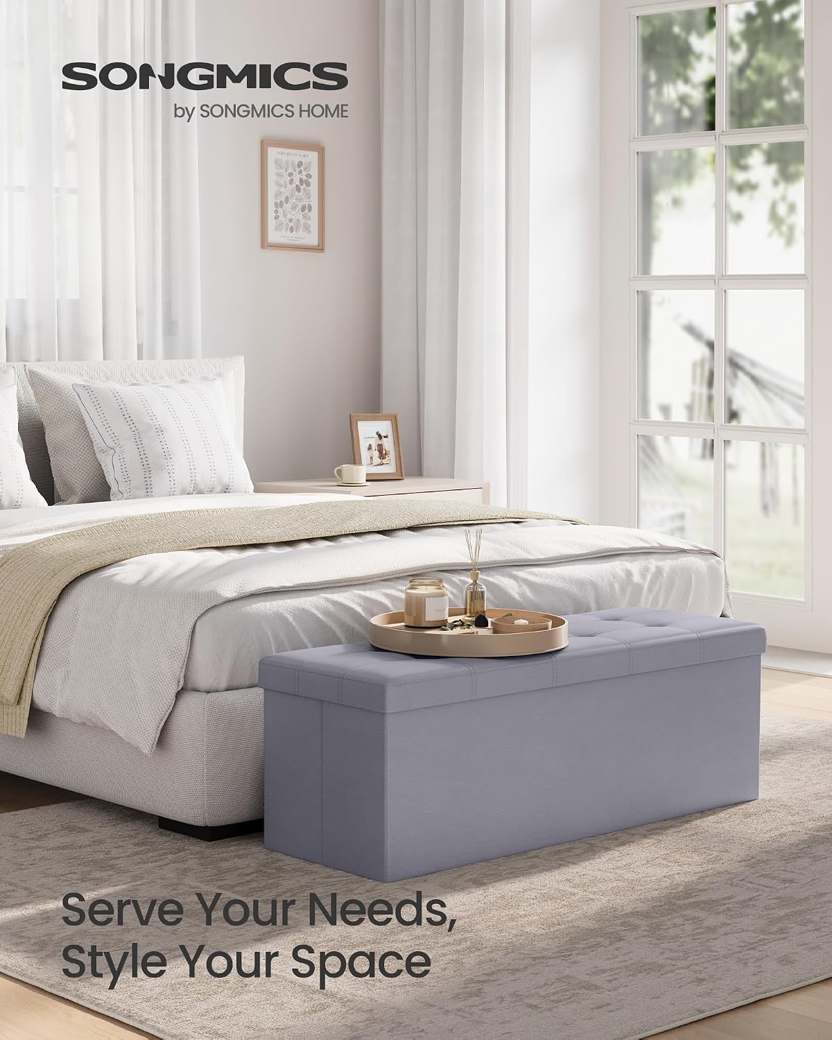 Detalle de SONGMICS Storage Ottoman Bench, 43.3-Inch