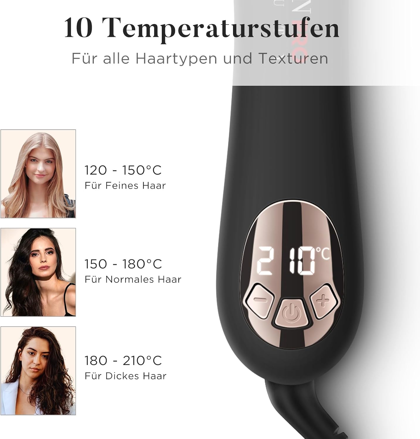 Thumbnail 2 de PARWIN PRO BEAUTY 360° rotierender Lockenstab mit 32 mm, Nano-Titan-Beschichtung & LCD (120–210 °C)