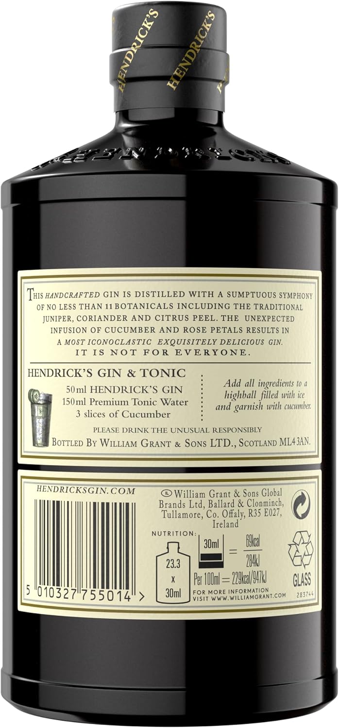 Thumbnail 1 de Hendrick's Gin, 70cl: eleganza audace e note di cetriolo e rosa per cocktail the original