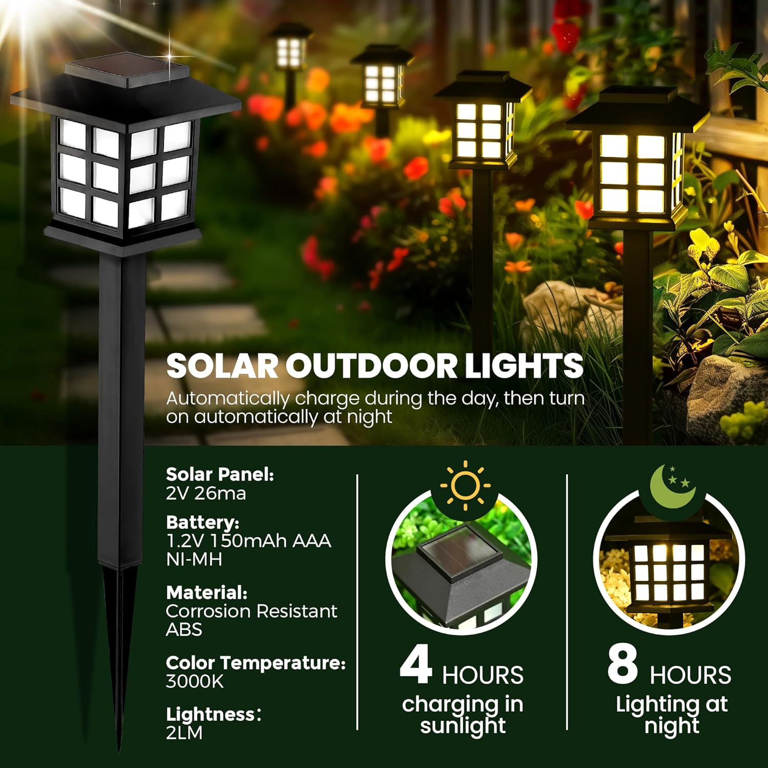Thumbnail 2 de GIGALUMI Solar Lights Outdoor Garden – 12 Pack