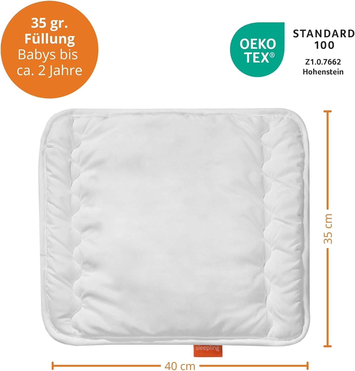 Detalle de sleepling flaches Kopfkissen Babys & Kinder 35x40 cm – atmungsaktives, waschbares Kleinkind-Kopfkissen