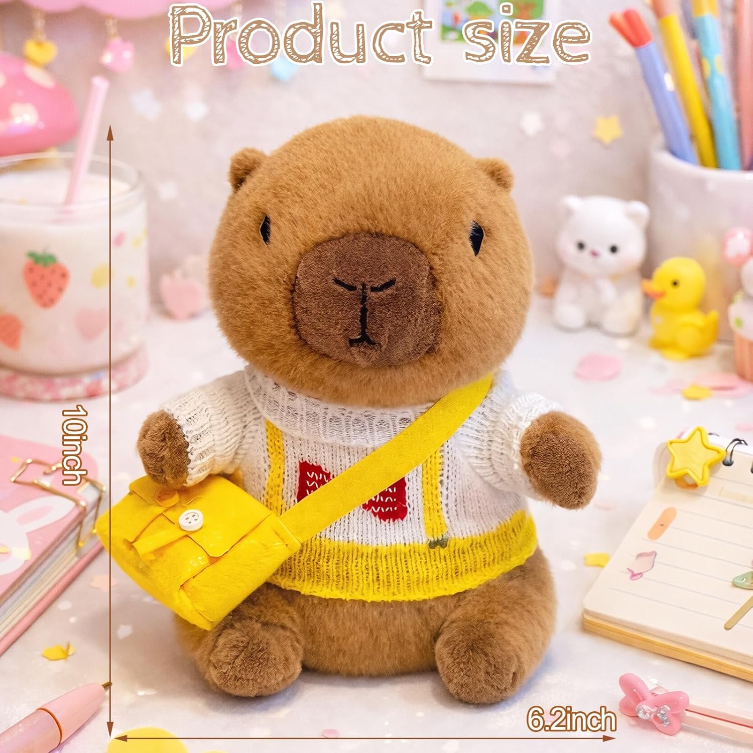 Thumbnail 3 de TITQWOP 10.2 Inch Capybara Plush Toy with 9 Clothing Items – Super Soft Stuffed Animal for Kids