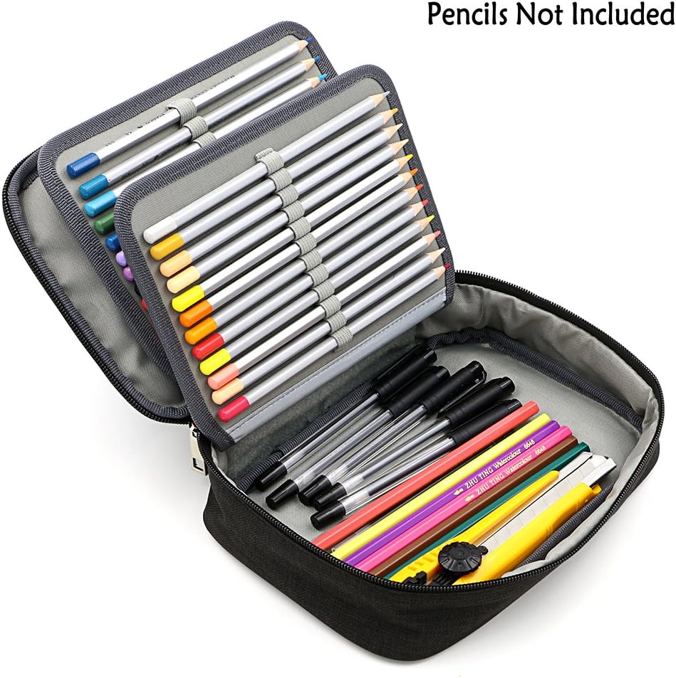 Detalle de IGNPION Large Pen Pencil Case Stationery Pouch Bag Case for School/College/Uni. – Sleeve Detachable, Black
