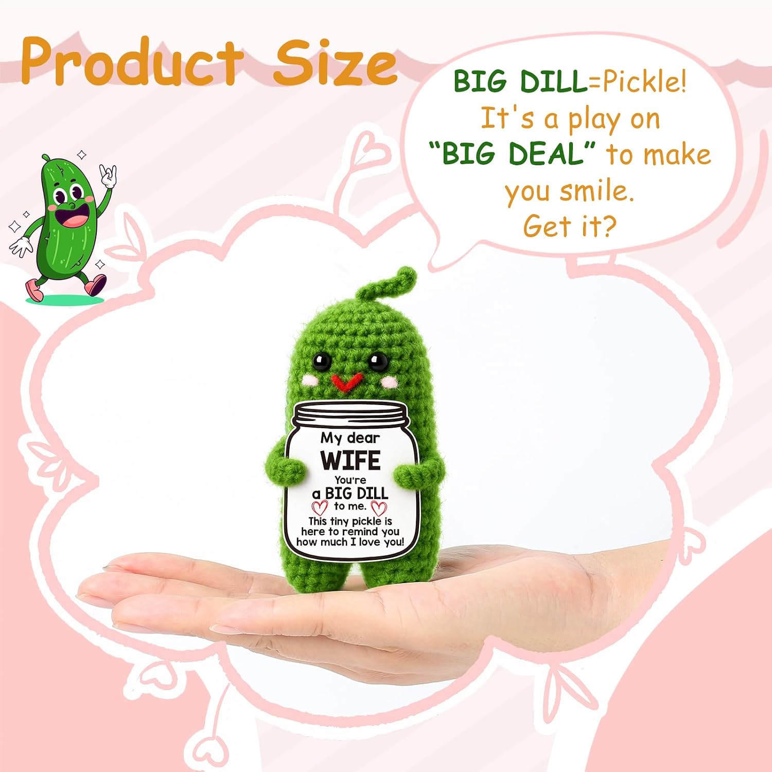 Detalle de Crochet Pickle Gift in Soft Yarn