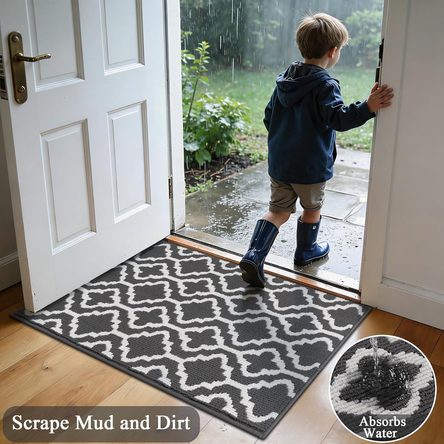 Thumbnail 2 de SHACOS zerbino lavabile grigio scuro 60 x 90 cm, antiscivolo e assorbente per interni