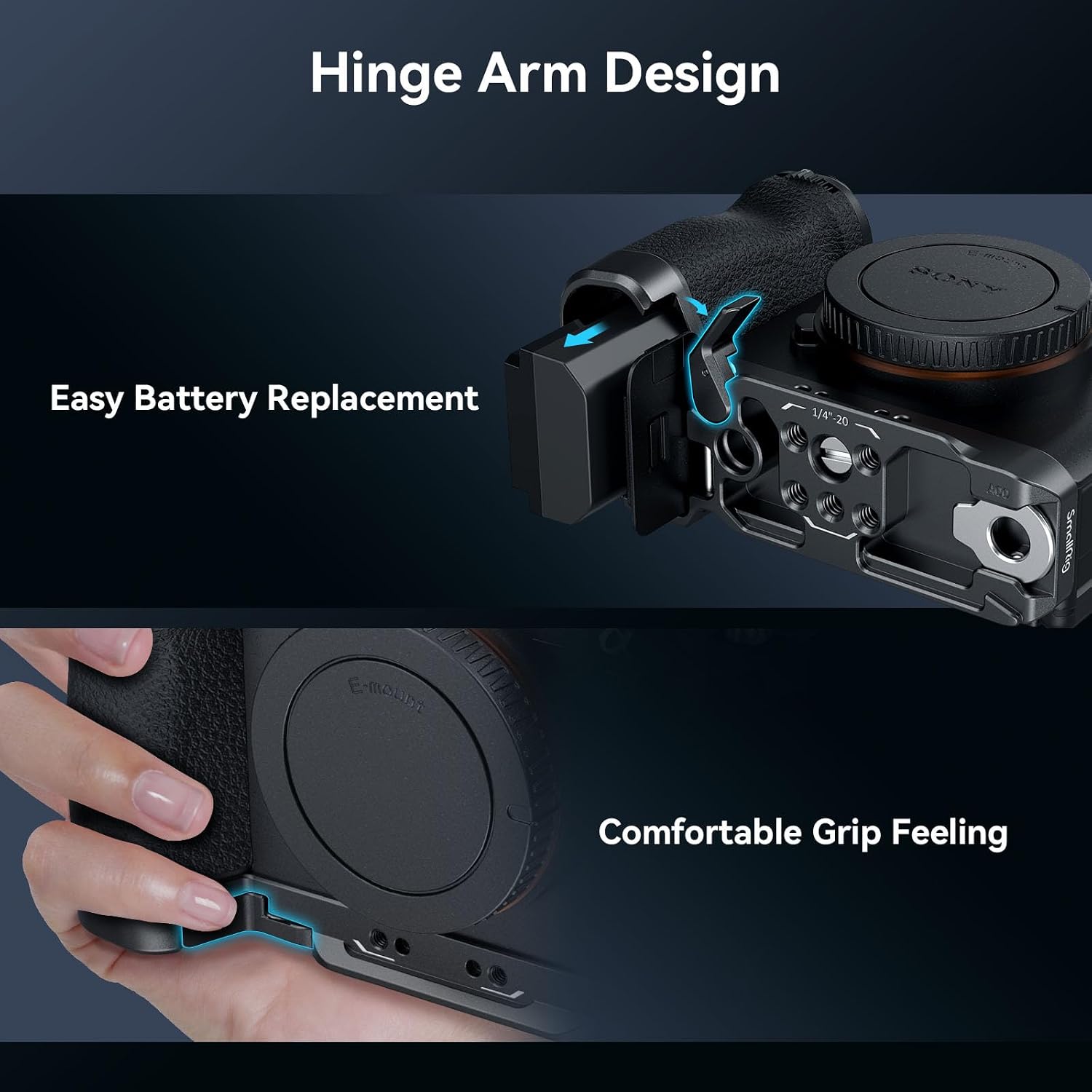 Detalle 2 de SMALLRIG 4438 – płytka bazowa do Sony A7C II i A7CR z mocowaniem Arca