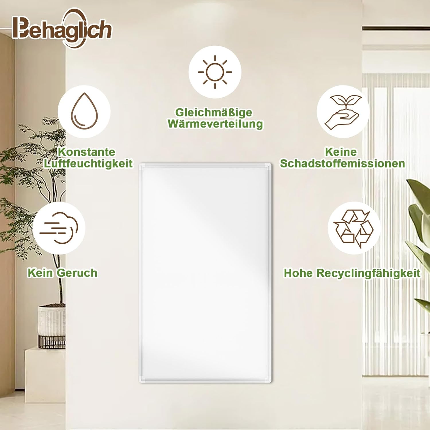 Thumbnail 4 de Behaglich Infrarotheizung 600 Watt – Wandmontage, WiFi-Thermostat, IP54, 10 Jahre Garantie